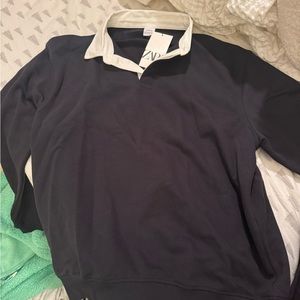 Zara Navy polo sweatshirt with collar